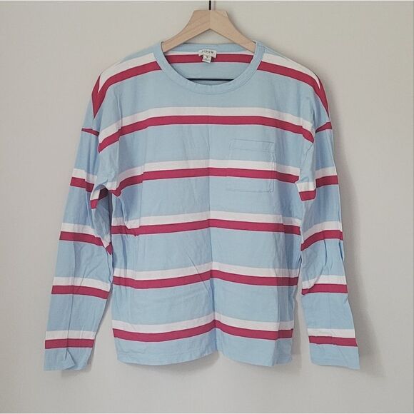J.Crew Factory Striped Long-Sleeve Pocket Tee Size Medium - Picture 1 of 7
